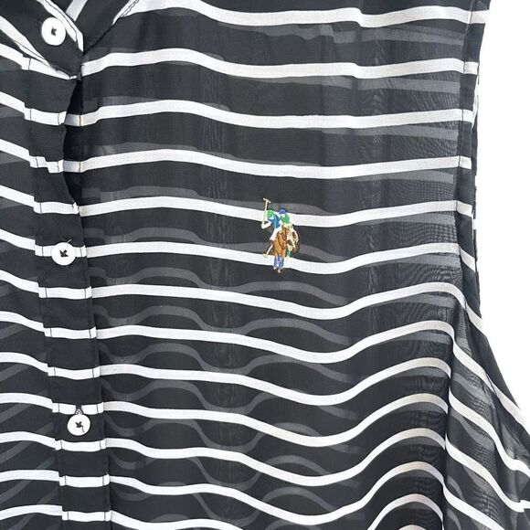 US Polo Assn Sheer Button Up Top - Picture 3 of 7